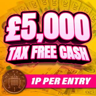 Win £5,000 Tax Free Cash For 1p!